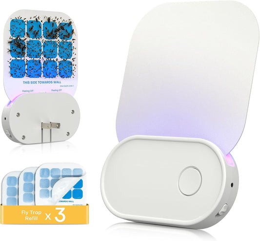 Fruit Fly Traps for Indoors (2 Device + 20 Refills), Gnat Traps for House Indoor, Plug in Fly Traps Indoor for Home, Kitchen&Living Room