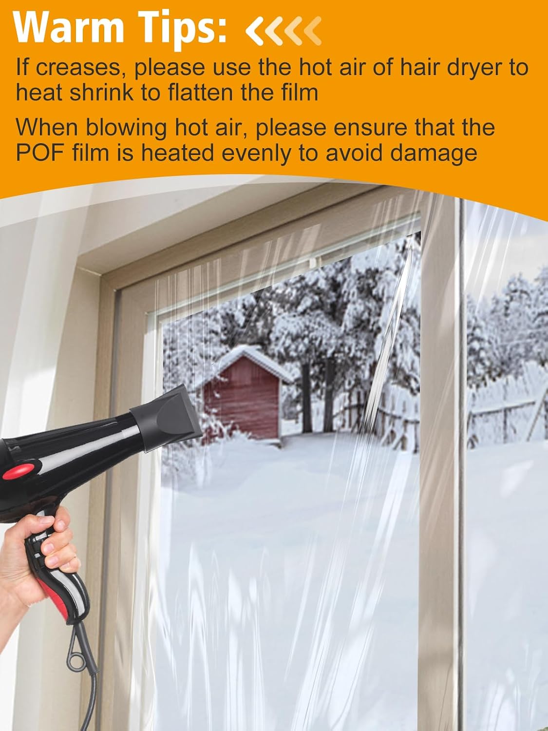 Apipi Patio Door Window Insulation for Winter - 87 x 236 in Thicken Sealing Plastic for Winterizing, Clear Shrink Film Cover Kit with Double-Side Tape for Large Window/ Sliding Door/French Door