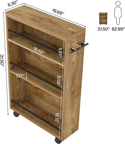 Tribesigns Slim Storage Cart, Rolling Narrow Kitchen Cart on Wheels for Small Place, 4-Tier Slide Out Slim Utility Cart Skinny Laundry Cart with Handle for Kitchen, Bathroom, Laundry
