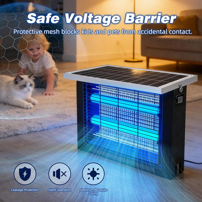 Solar Bug Zapper Outdoor for 2000 sq.ft with 13FT Extension Cord | Outdoor Portable Solar Mosquito Zapper, Rechargeable Solar Bug Zapper with High Powered for Patio Garden Backyard RV Camping