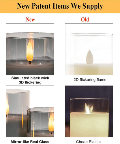 ANGELLOONG Flickering Flameless Candles, Realistic Battery Operated Candles with Remote and Timer, Set of 3 LED Candles for Room Fall Home Wedding Decor Centerpieces Table Party Valentines Decorations