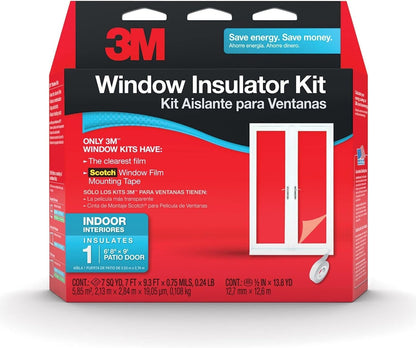 3M Indoor Patio Door Insulation, Insulator Kit for 6'-8" x 9' ft Patio Door, Keeps Cold Air Out and Warm Air In, Includes Heat Shrink Window Film and Scotch Window Film Mounting Tape (2144W-6)