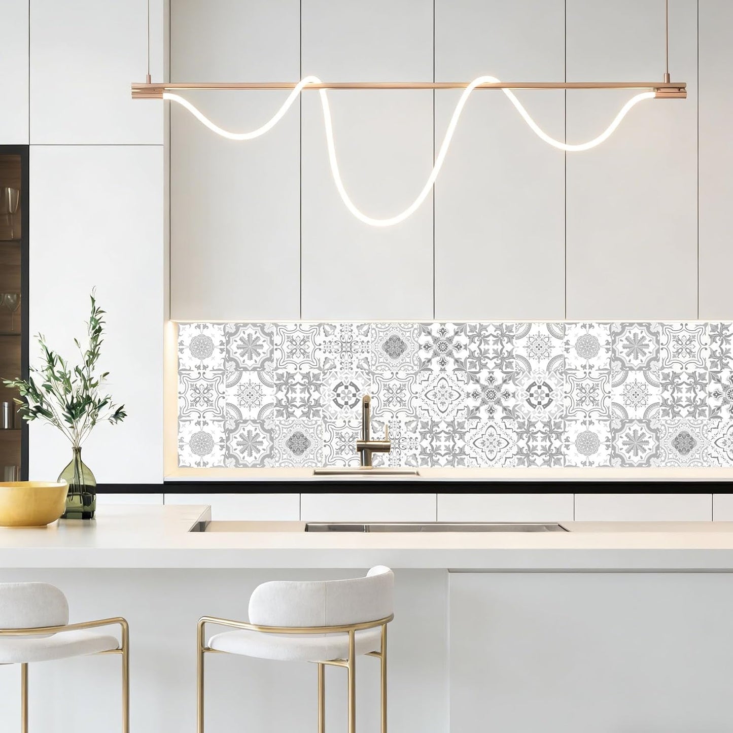 PVC Peel and Stick Tile Stickers 24Pcs Waterproof Removable Backsplash Wall Decals Self-Adhesive Subway Stickers for Kitchen Bathroom RV Instant DIY Upgrade Sticker (Style D, 3.94 x 3.94 Inch)