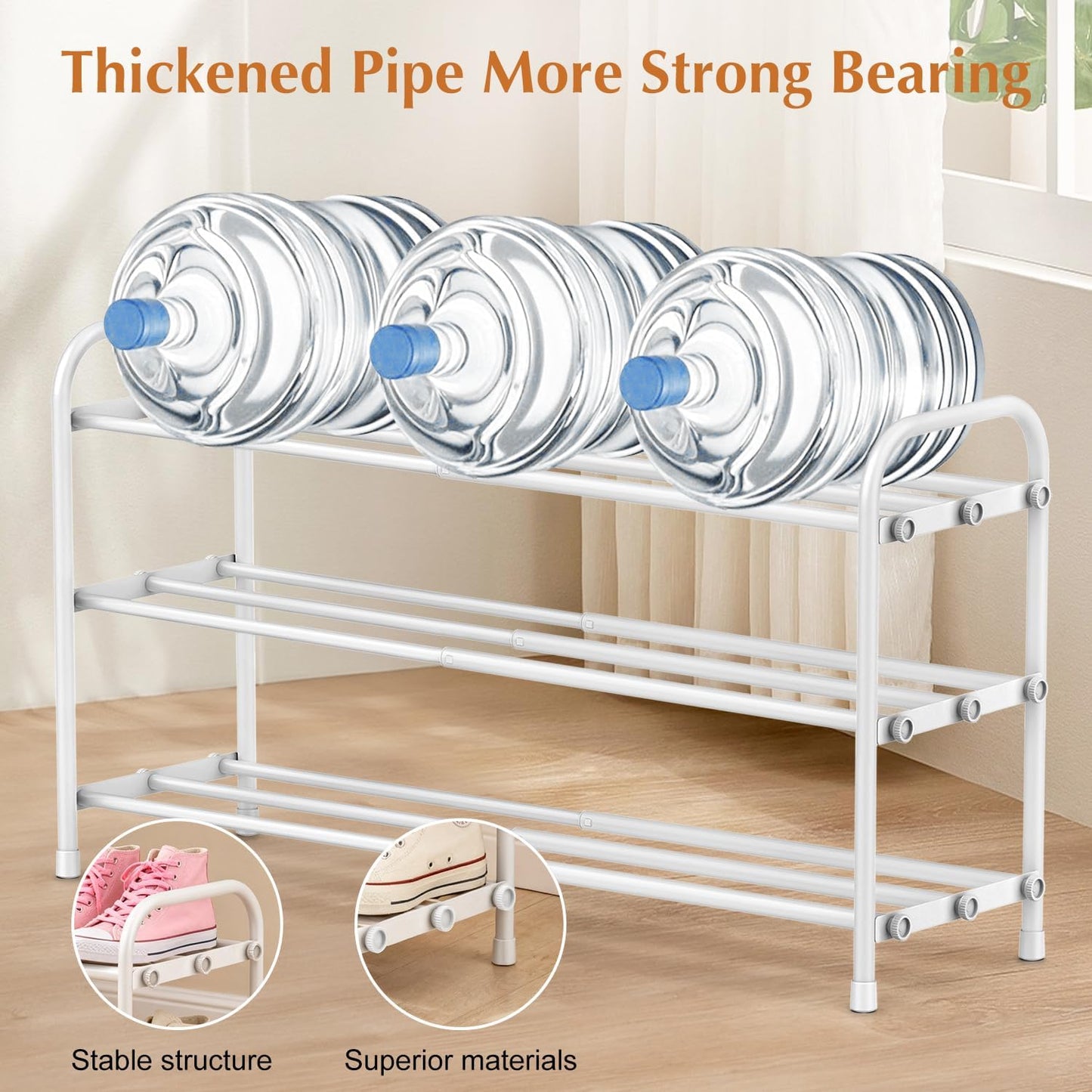 INSMART 3-Tier Expandable Shoe Rack, Stackable and Adjustable Shoes Organizer Storage Shelf, Sturdy and Durable Metal Structure Free Standing Shoe Rack for Closet Entryway Doorway