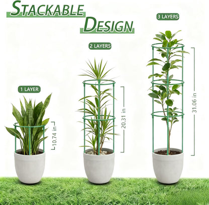 12PCS Plant Support Stakes Half Round Plant Stakes for Indoor Plants, Stackable Garden Flower Support, Plant Cages for Tomato,Monstera, Peony, Hydrangea, Climbing Plants