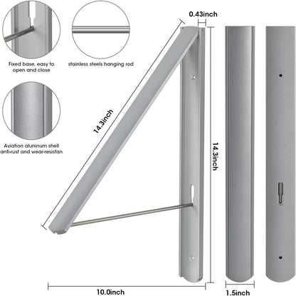Retractable Clothes Drying Rack Wall Mounted, White | Foldable, Space-Saving, For Laundry Room/Bathroom/RV, Stainless Steel/Aluminum