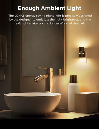 L LOHAS LED Motion Sensor Night Light Plug in, Night Lights Plug into Wall with Adjustable Brightness, 1600K Amber Light, 1W Energy-Saving Nightlight for Bathroom Bedroom Kitchen Hallway, 2 Pack