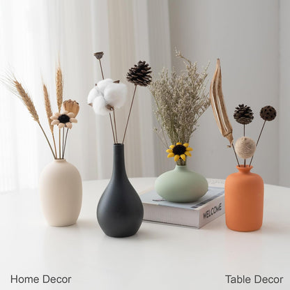 Small Ceramic Matte Vase Set 4 for Modern Home Decor Flower Decoration Office,Bookdesk, Bookshelf, Centerpieces, Tables, Living Room, Dining Table, Bedroom Shelf Entryway Ornament Gift