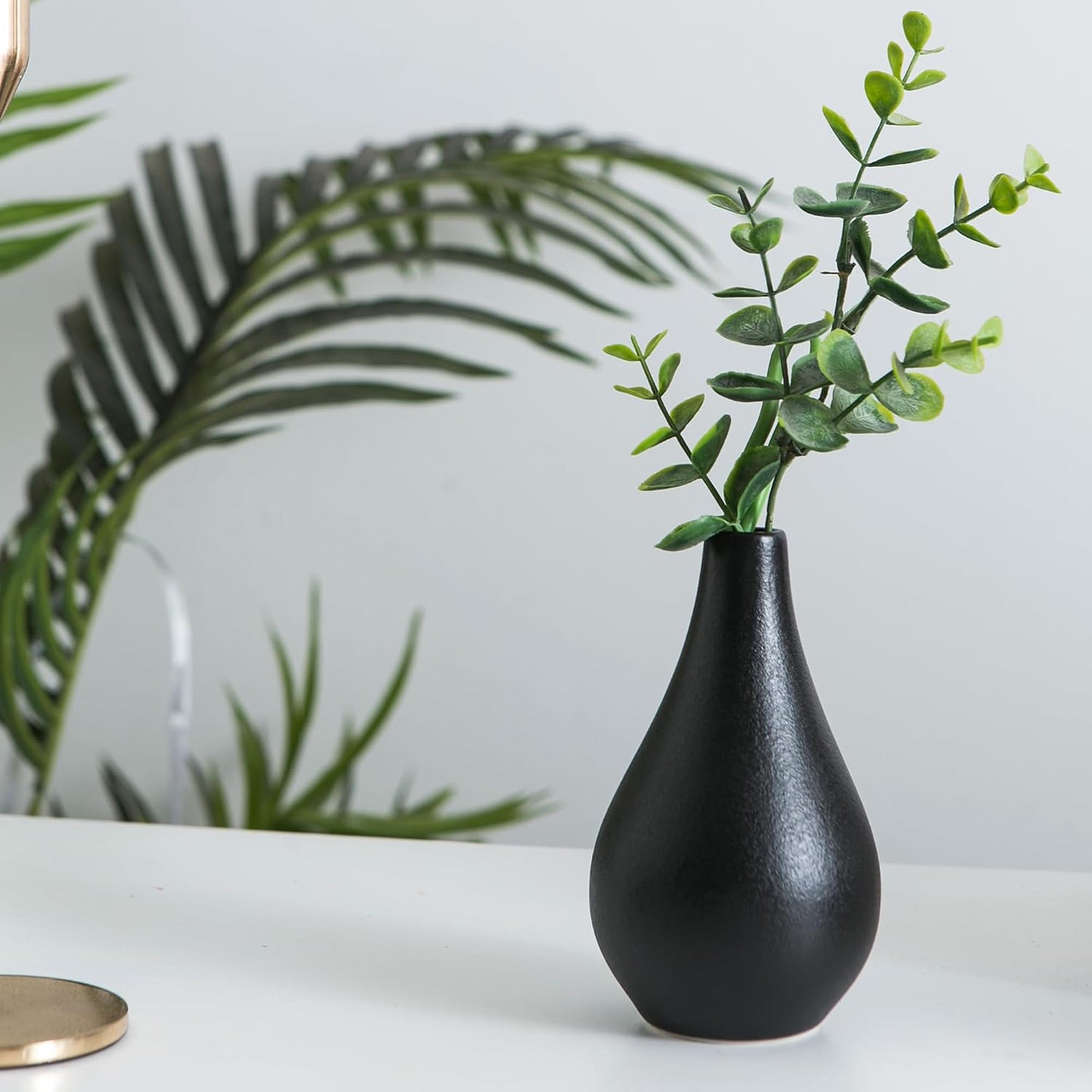 Small Ceramic Vase Set of 5, Modern White Vase, Bud Vase, Boho Decorative Vase for Fireplace, Entryway and Living Room, Centerpiece Table Decorations