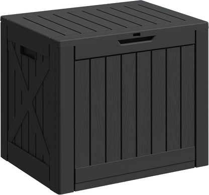Greesum 31 Gallon Resin Deck Box All Weather Outdoor Storage Boxes for Patio Furniture Set,Outdoor Toys,Garden Tools,Black