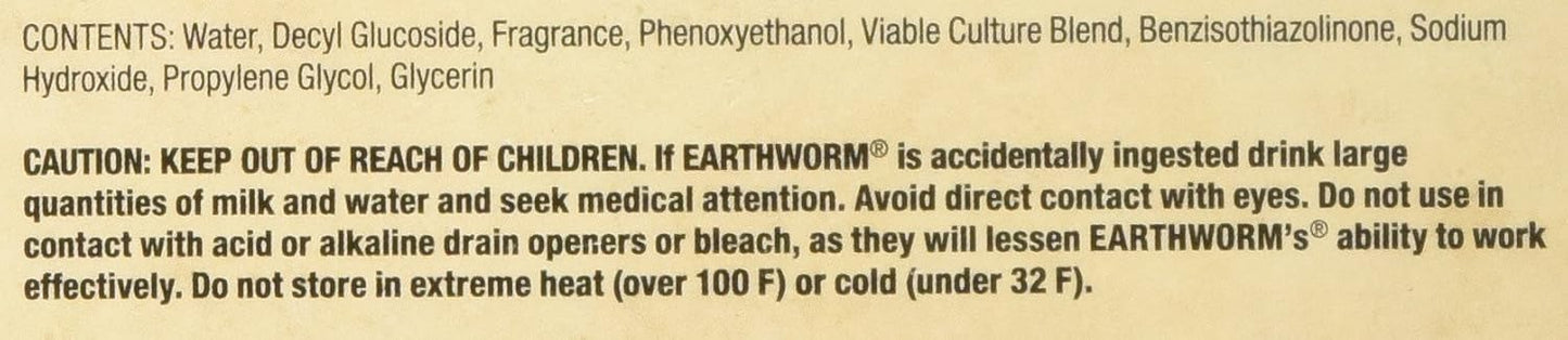 Earthworm Drain Cleaner - Drain Deodorizer - Natural and Family-Safe - 64 fl oz
