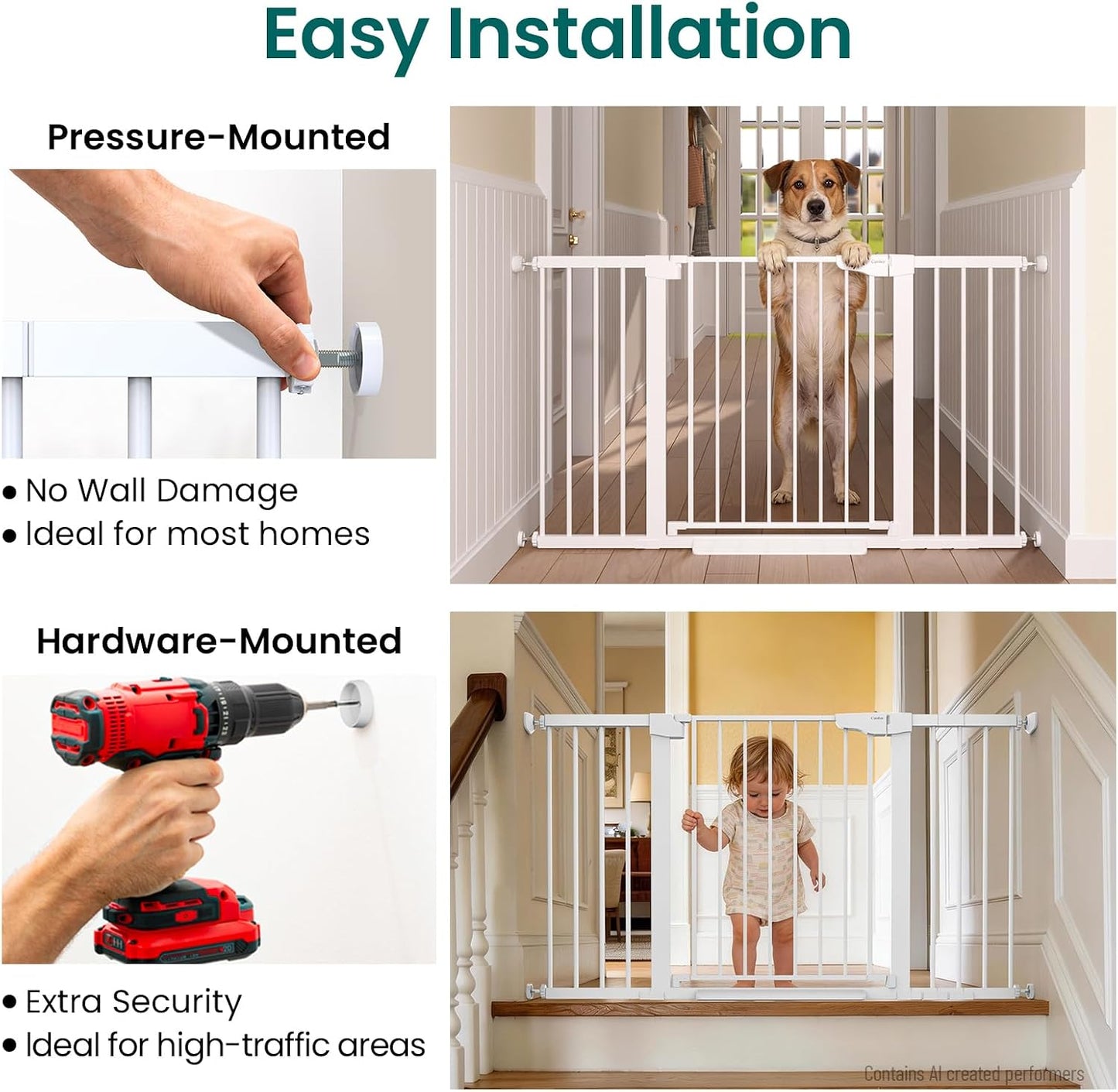 Cumbor 30-46" Baby Gate for Stairs, Mom's Choice Awards Winner-Auto Close Dog Gate for The House, Gifts for Mom, Easy Install Pressure Mounted Pet Gates for Doorways, Black