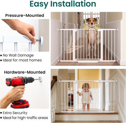 Cumbor 30-46" Baby Gate for Stairs, Mom's Choice Awards Winner-Auto Close Dog Gate for The House, Gifts for Mom, Easy Install Pressure Mounted Pet Gates for Doorways, Black