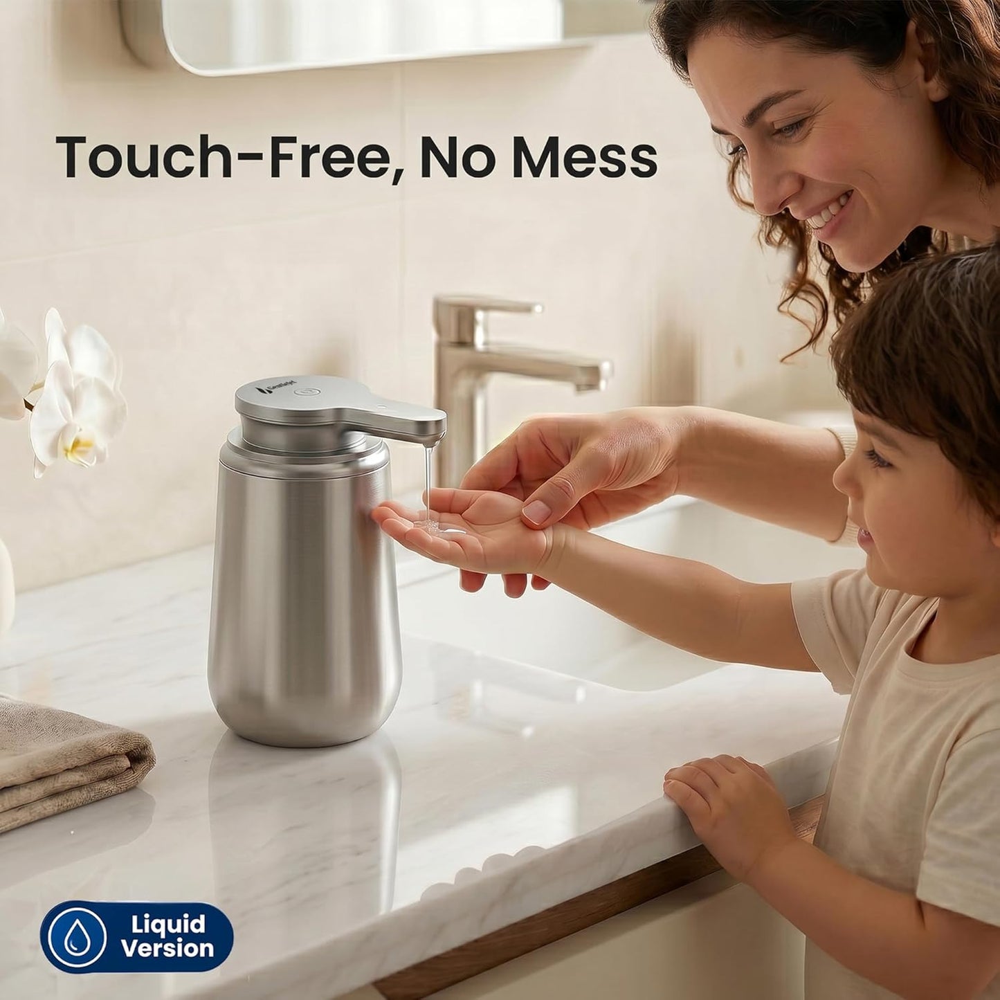 GentleJet NovaJet Automatic Foaming Soap Dispenser – Touchless Sensor, USB-C Rechargeable, 304 Stainless Steel, IPX5 Waterproof for Bathroom Kitchen Sink, 12 oz / 350 ml