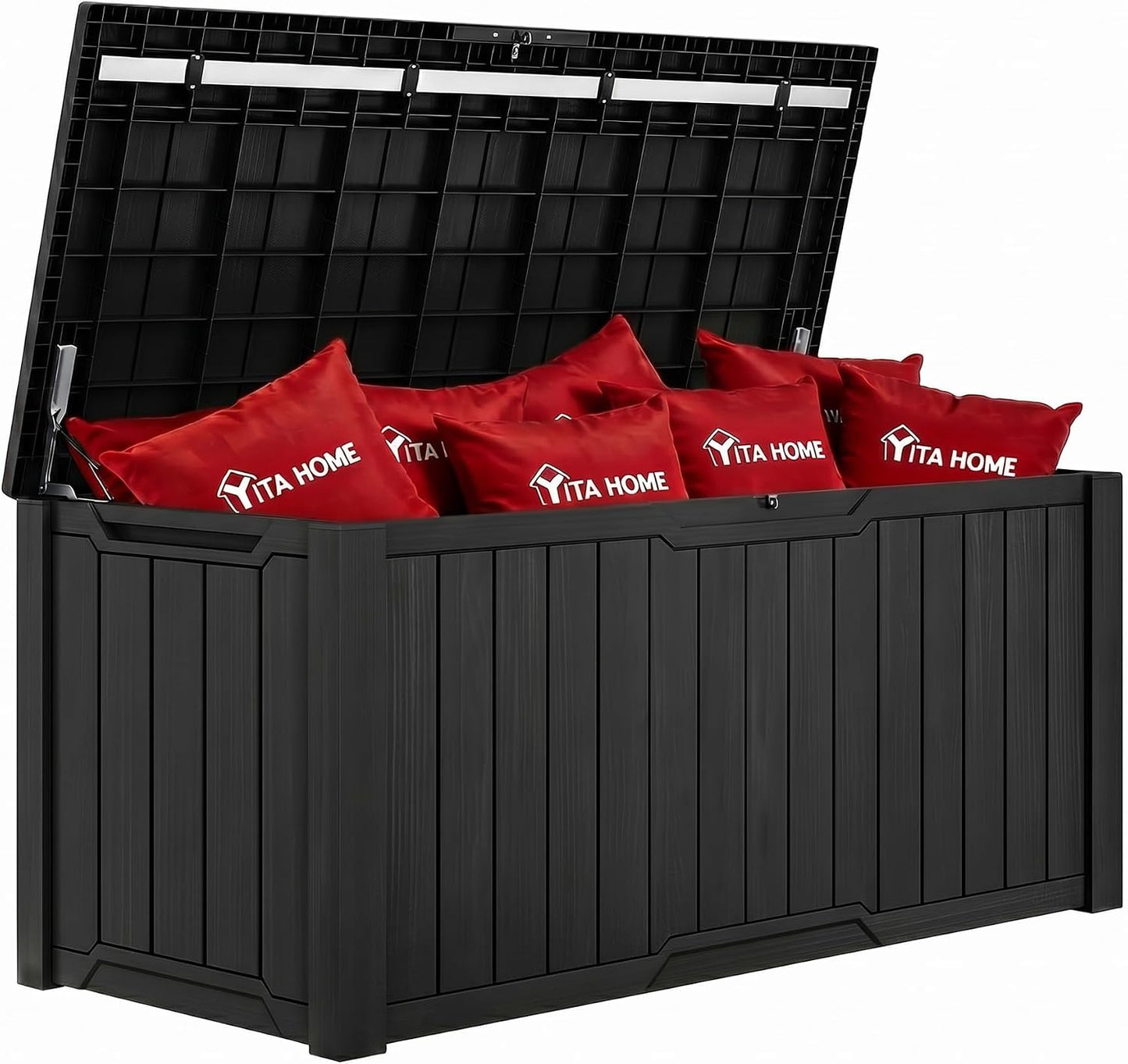 YITAHOME 31 Gallon Outdoor Storage Box | Resin Deck Box and Waterproof Package Delivery Box for Gardening Tools, Pool Supplies, Patio Furniture, Lockable, Taupe