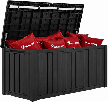 YITAHOME 31 Gallon Outdoor Storage Box | Resin Deck Box and Waterproof Package Delivery Box for Gardening Tools, Pool Supplies, Patio Furniture, Lockable, Taupe