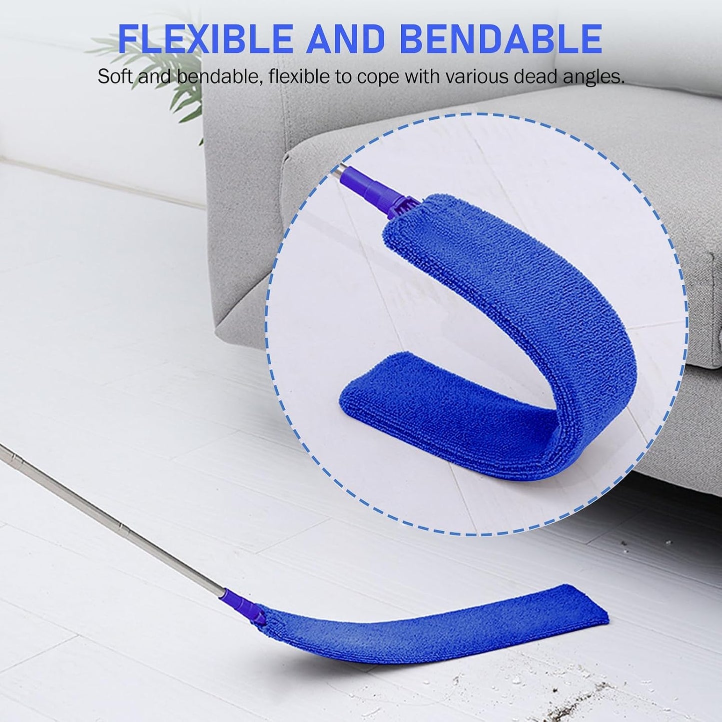 SetSail Extra-Long Dusters with Extension Pole 100-inch for Cleaning, Bendable Microfiber Head Washable Ceiling Fan Duster for High Ceilings, Furniture