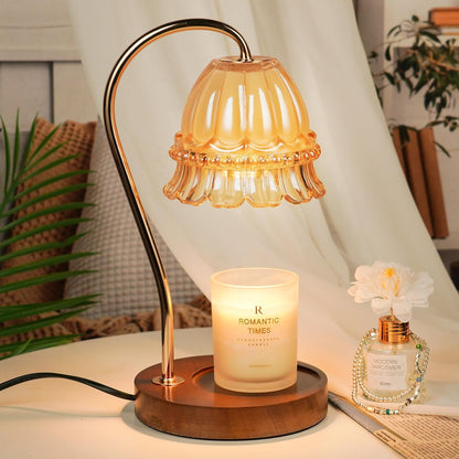 Funistree Flower Candle Warmer Lamp with Timer, Dimmable Candle Lamp Warmer, Christmas Birthday Gifts for Women Mom Her, Housewarming Home Decor, Lotus Wax Warmer for Yankee Candles - Lily Amber