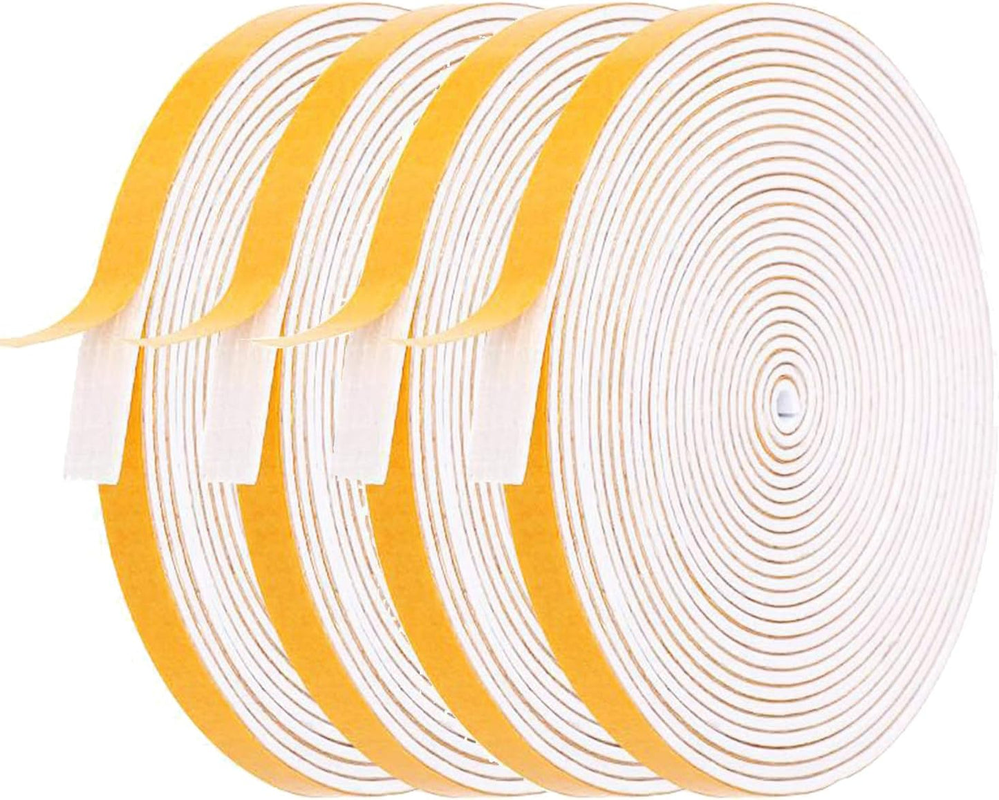 Door Weather Stripping-3 Rolls, 1/2 Inch Wide X 1/2 Inch Thick Total 20 Feet Long, Adhesive Foam Seal Tape for Window Insulation(6.5ft x 3 Rolls)