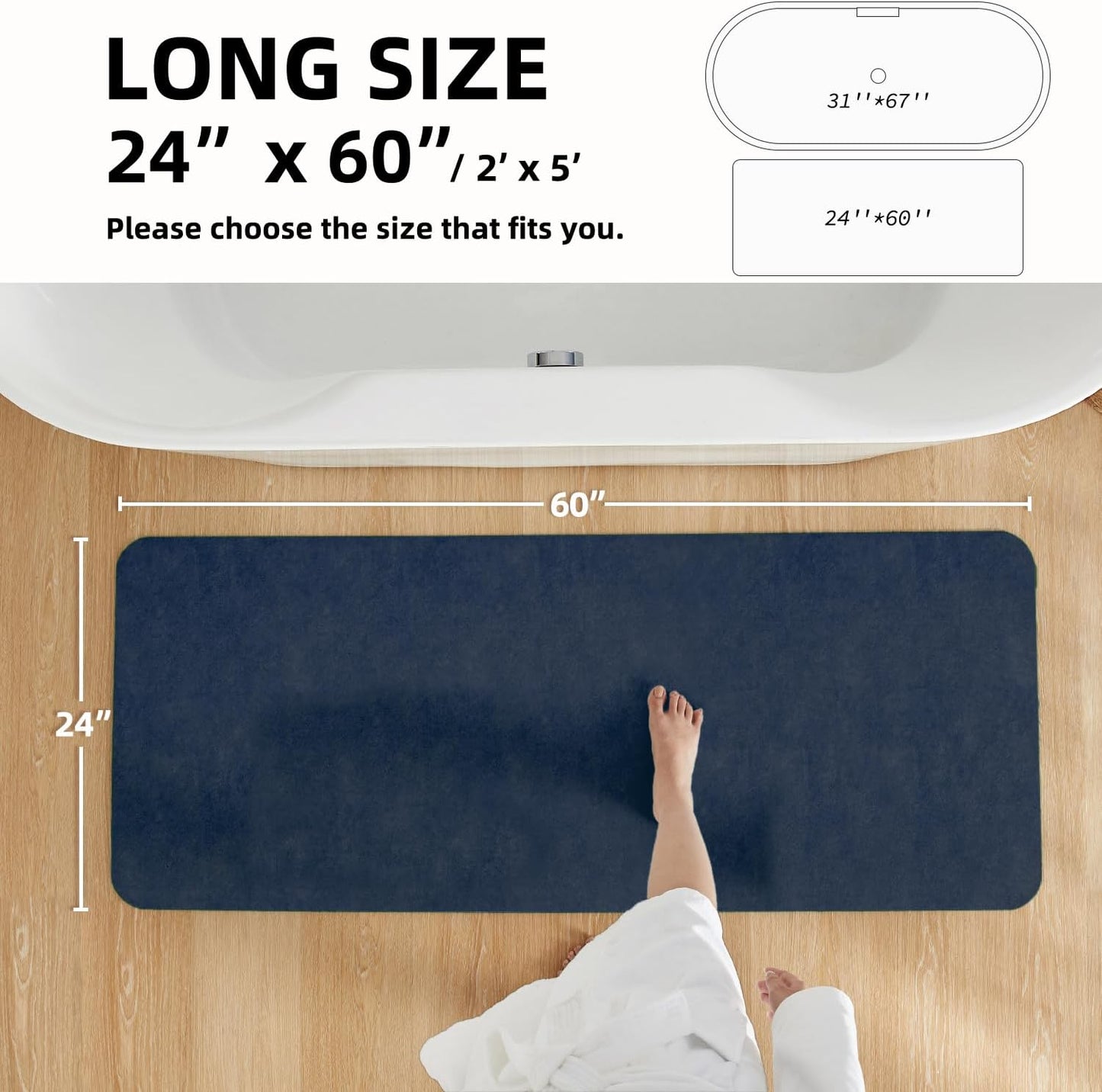 TYUU Bath Mat, Bathroom Rugs Non Slip Washable Thin Absorbent Quick Dry Bath Mat Fits Under Door Bathroom Floor Mat Perfect for Bath, Shower, or Sink 16"x24" Dark Grey