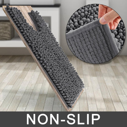 Yimobra Bathroom Rugs Non Slip Washable - Ultra Soft Absorbent Chenille Bath Mat, Quick Dry Shaggy Floor Carpet for Tub Shower, Gray Home Decor Accessories, 24x17 Inch