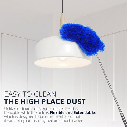 ZZ LAZYCOTTAGE Microfiber Feather Duster for High Reach, Lightweight Ceiling Fan Cleaner, 91.5" Telescopic Pole, Cobweb Duster with Extension Pole for Home & Car