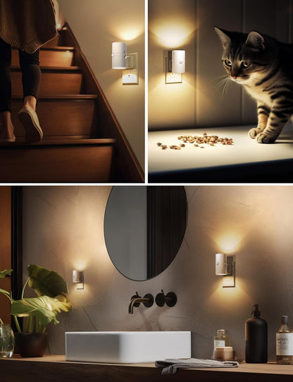 L LOHAS LED Motion Sensor Night Light, Dimmable Night Lights Plug into Wall, Plug in Nightlight, Motion Sensor Light Indoor for Bathroom Hallway Bedroom Stairs Kids Elderly [3000K,2 Pack]