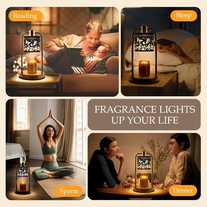 Candle Warmer Lamp Electric with Timer: Wax Melts Warmer - Dimmable Candle Wax Warmer Electric Candle Warmer with Replacement Bulbs, Bedroom Home Decor Compatible with Various Candles-Linen