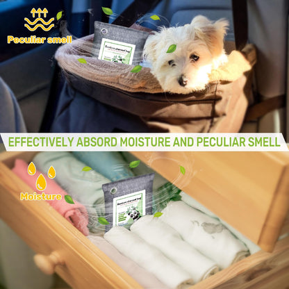 Activated Charcoal Odor Absorber, Natural Shoe Deodorizer Insert, Sneaker Odor Eliminator and Moisture Absorbers. 6 Pack Bamboo Charcoal Air Purifying Bags Shoe Smell Remover