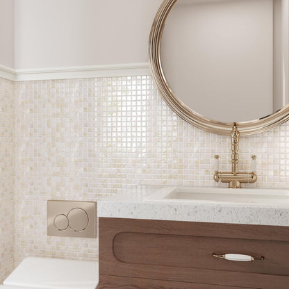 CRE8TIVE 4 Sheets Beige Peel and Stick Backsplash Small Square Mosaic Stick on Tiles for Kitchen Backsplash Tile Stickers 12"x12" Adhesive 3D Marble Wall Tiles for Bathroom Shower Tile Waterproof
