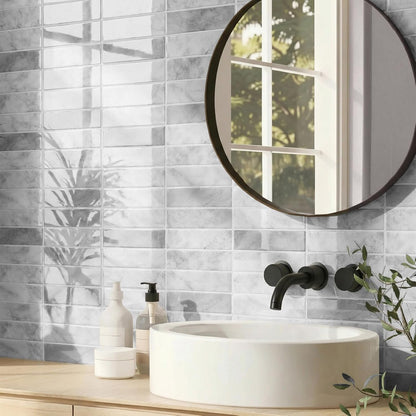 Peel and Stick Backsplash Tiles – Easy DIY Self-Adhesive Subway Wall Tiles, 10 Pack for Kitchen & Bathroom, 11.42'' x 9'' (White Grey)