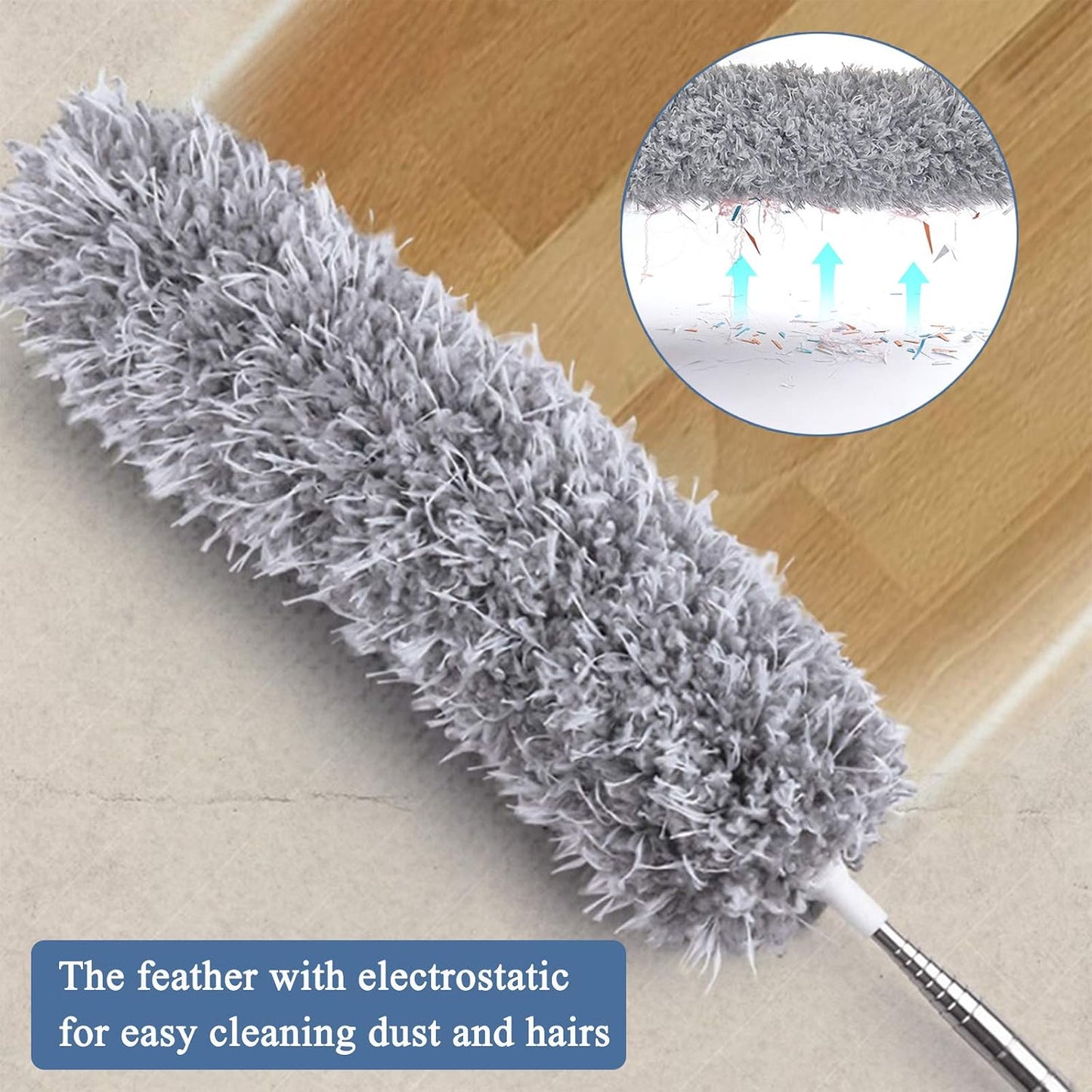 Microfiber Feather Duster, Extendable Cobweb Duster with 100 inches Extension Pole, Bendable & Washable & Lightweight Dusters for Cleaning Ceiling Fan, High Ceiling, Blinds, Webster, Furniture & Cars