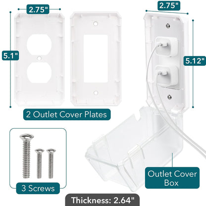 Bates- Baby Safety Outlet Cover Box, Transparent Door, Baby Proof Outlet Covers, Plug Covers for Electrical Outlets