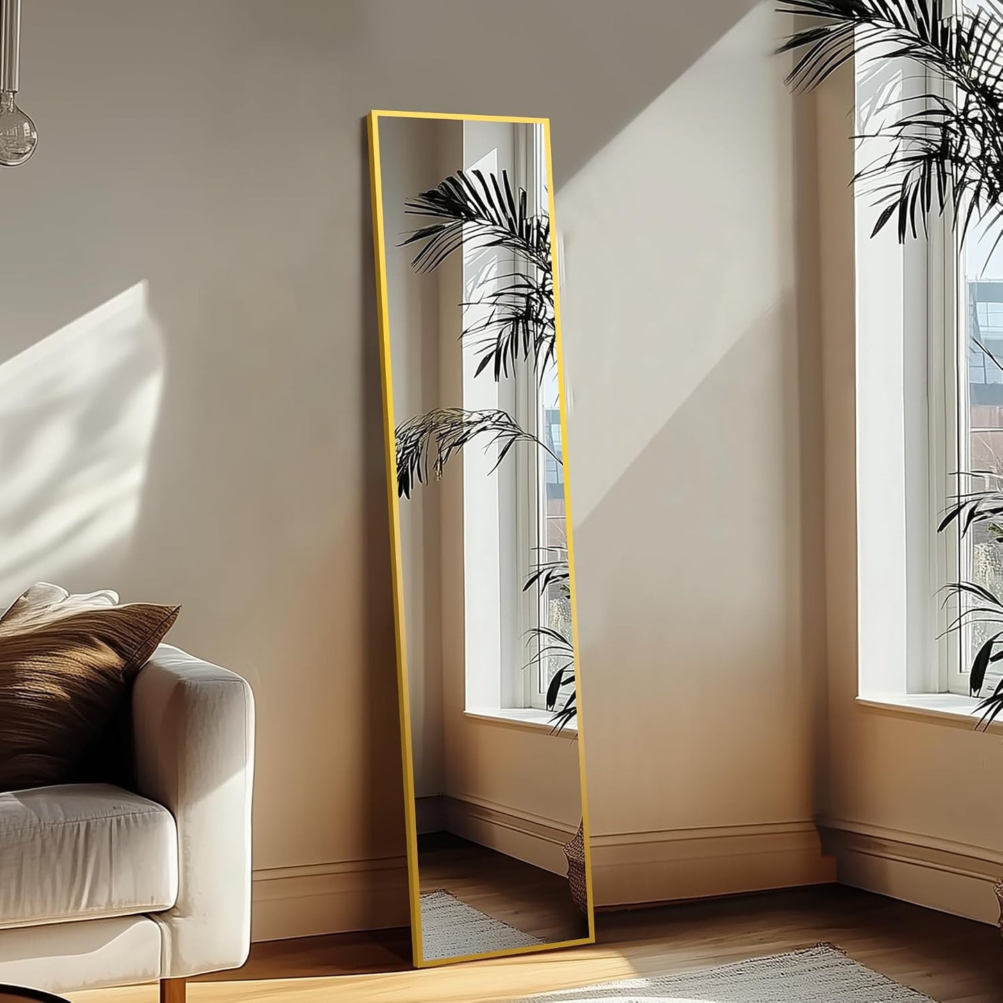 Delma Wall Full Length Mirror,Standing Mirror Full Body,Large Floor for Wall Door Bedroom Bathroom Living Room with Aluminium Frame(with Stand,56x15-Black)