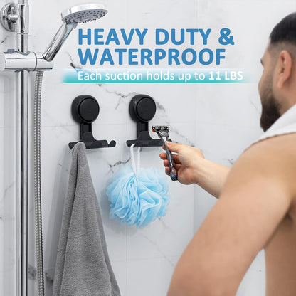 TAILI Suction Cup Razor Holder in Shower 2 Pack, Towel, Loofah, Shaver Holder for Bathroom Wall, Powerful Suction Cup Shower Hooks, Easy to Install and Reuse, White