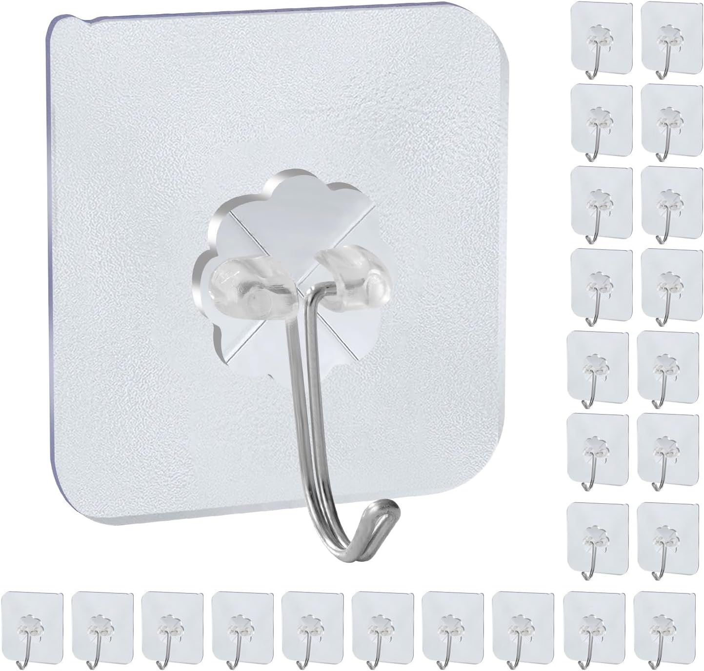 12heavy-Duty Transparent Strong self-Adhesive wall Hooks, Waterproof and Oil-Proof, with a Maximum Load Capacity of 22 pounds, Suitable for Rooms, Kitchens, bathrooms and Toilets