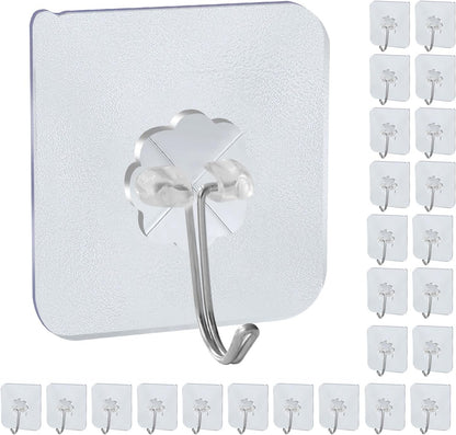 12heavy-Duty Transparent Strong self-Adhesive wall Hooks, Waterproof and Oil-Proof, with a Maximum Load Capacity of 22 pounds, Suitable for Rooms, Kitchens, bathrooms and Toilets