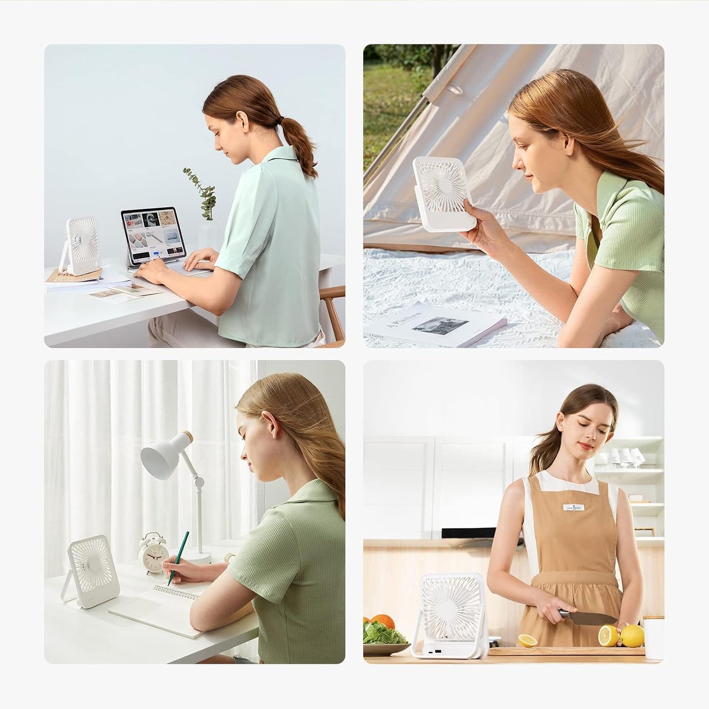 JISULIFE Desk Fan Battery Rechargeable, 4500mAh 180°Foldable Portable Personal Fan, 4 Speeds Adjustable Long Battery-life for Home Office Travel Outdoor Gifts for Women Men-White