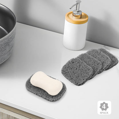 Yadream 4 Pack Gray BPA-Free Soap Savers Pads, Non-Slip Soap Holder, Self-Draining Soap Bars Holder, Suitable for Kitchen Bathroom Shower Travel Hotel