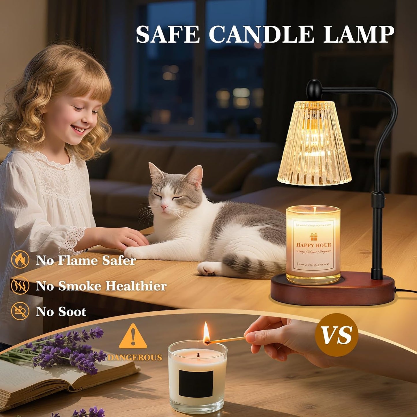 Imenlox Candle Warmer Lamp, with Timer and Dimmer, Adjustable Height, for Mom, Christmas Birthday Gifts for Women, House Warming Gifts Home Decor, Wax Warmer for Jar Candles(Amber)