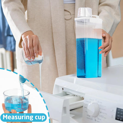 Provoue Laundry Detergent Dispenser-2 Pack, 37 oz Detergent Dispenser with 4 Removable Labels, Laundry Soap Dispenser for Laundry Room Organization and Storage, BPA Free & PET Plastic Clear