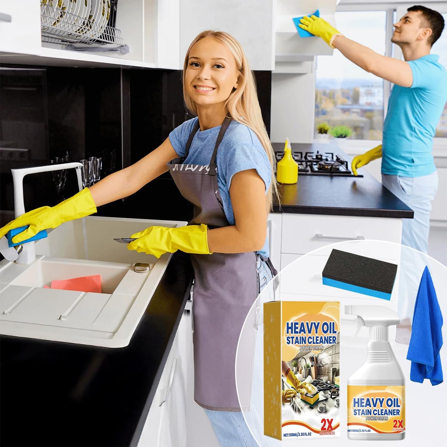 2Pcs Kitchen Heavy Oil Cleaner Spray, 2026 New All Purpose Kitchens Heavy Oil Cleaning Agent,Multipurpose Kitchen Cleaner, Heavy Duty Degreaser Cleaner Spray for Countertops, Ovens and Appliances