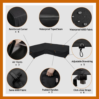 Patio Deck Box Cover, 63x30 Inch Fire Pit Covers with Straps and Handles, Waterproof Heavy Duty Outdoor Furniture Winter Cover for Keter, Suncast, Lifetime Container