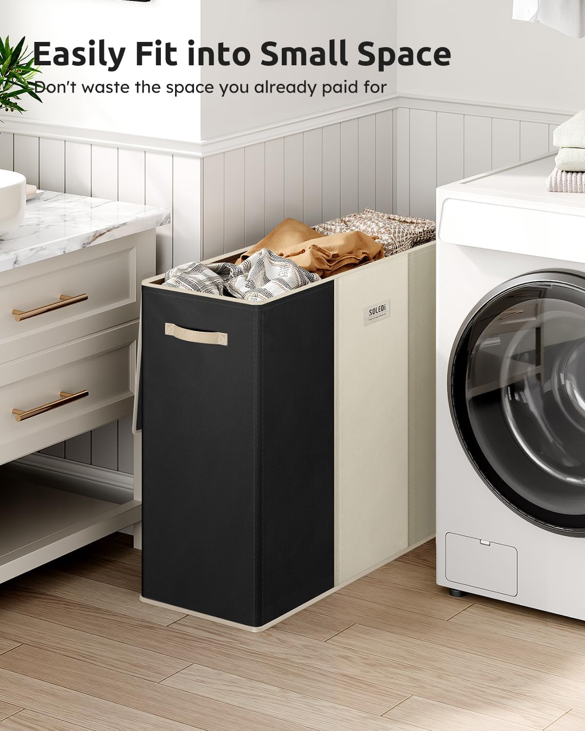 SOLEDI 180L Laundry Hamper 3 Section, Extra Large Laundry Hamper with Lid, Dirty Clothes Hamper with Sturdy Handle, Large Laundry Basket Organizer for Laundry Room, Bedroom, Hampers for Laundry