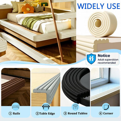 Edge Protector for Baby Proofing,Soft Foam Safety Bumper,Strong Adhesive Edge Guard Strip,Furniture Fireplace Table Cabinet Safety Cover for Baby,3.14in x 6.56ft,Black