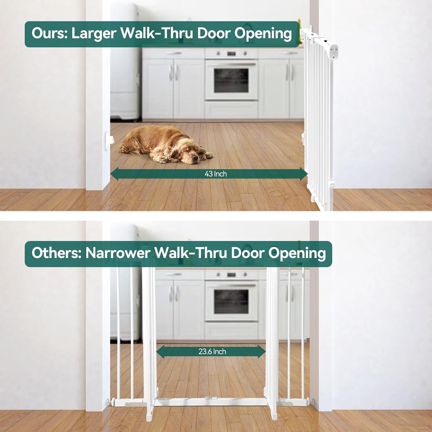Babelio Baby Gate for Stairs, Kitchen & Doorways, No Bottom Bar| One-Handed Operation| Auto-Close| Hardware Mount (Drill Needed) Safety Dog/Pet Gate (Black - B17, 26-43" W, 28" H)