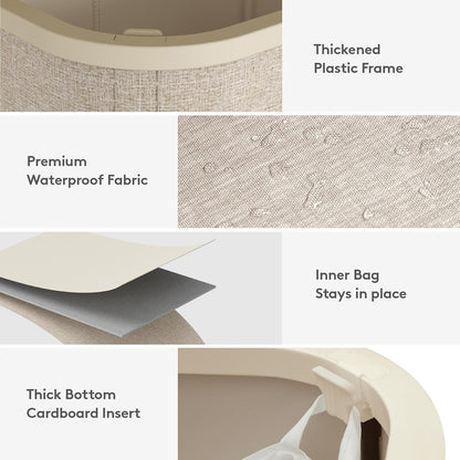 Lifewit 165L Large Laundry Basket with Lid, Laundry Hamper with Plastic Handles and Removable Bag, Foldable Tall Dirty Clothes Hampers for Laundry for Laundry Room, Bedroom, Bathroom, Dorm, Beige