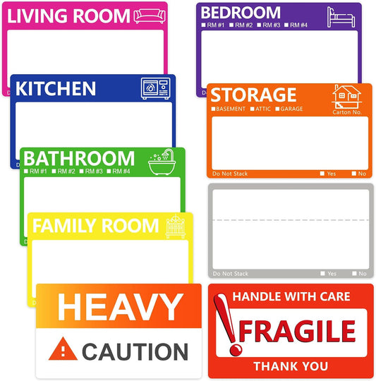 6 x 4 in Large Moving Labels for Boxes, Home Moving Packing Color Coded Stickers Supplies Labels with Writable Notes Areas, Fragile Blank Moving Boxes Stickers 160pcs