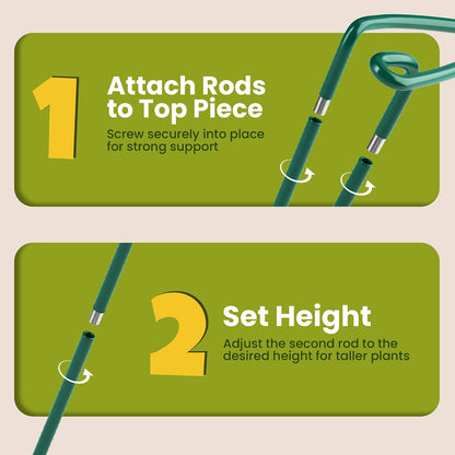 6 Pack Plant Support Stakes – Tall Plant Stakes for Indoor and Outdoor Gardens - Peony Cages and Supports - Cage Rings for Potted Flowers, Peony, Hydrangea, and Rose Bush (10" W x 16" - 24" H)