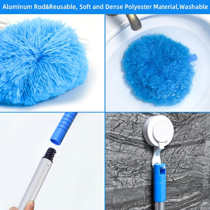 Microfiber Duster Kit High Reach Ceiling Fan Duster with Extendable Pole 100" Telescoping Cobweb Duster for Cleaning, Bendable Head Washable Duster for Ceiling, Fan, Furniture